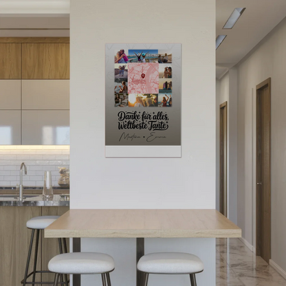 Magnetposter Fotoboard mit 10 Fotos und Karte in der Mitte für die beste Nichte danke für alles