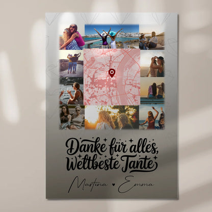 Magnetposter Fotoboard mit 10 Fotos und Karte in der Mitte für die beste Nichte danke für alles