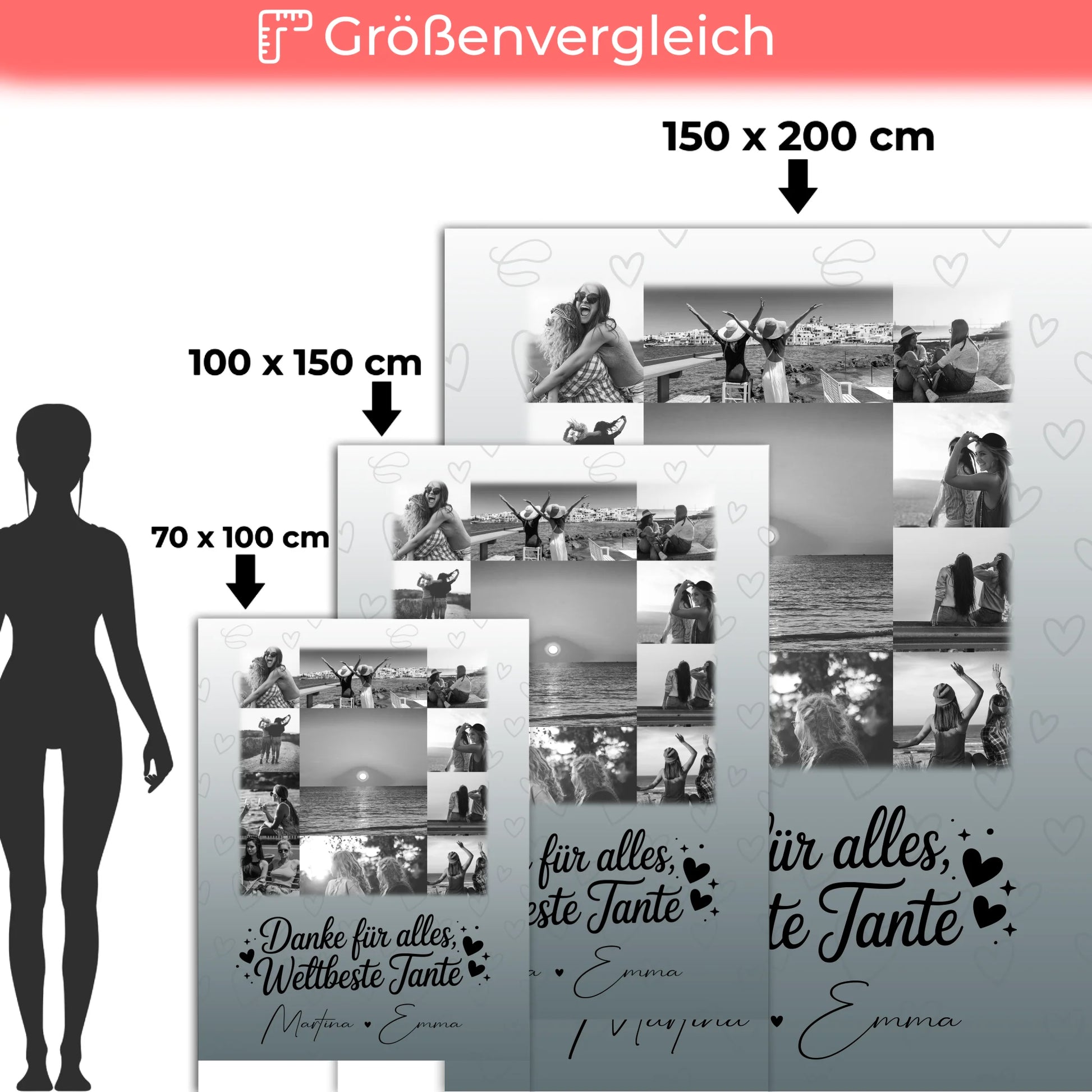 Personalisierte Decke Mit Namen 11 Fotos Beste Nichte Danke Für Alles Schwarz-Weiß 5