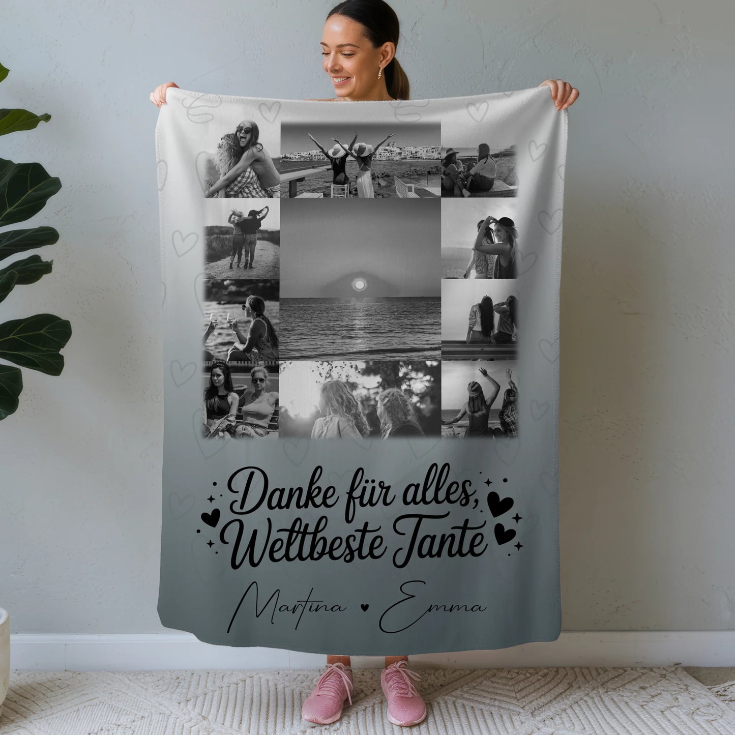 Personalisierte Decke Mit Namen 11 Fotos Beste Nichte Danke Für Alles Schwarz-Weiß 1