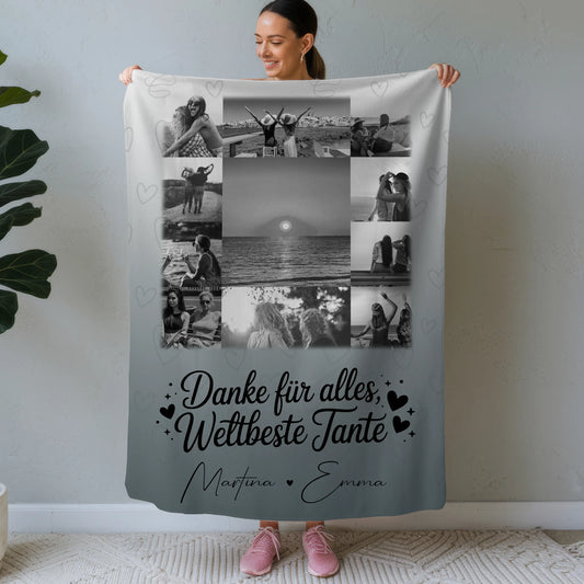 Personalisierte Decke Mit Namen 11 Fotos Beste Nichte Danke Für Alles Schwarz-Weiß 1