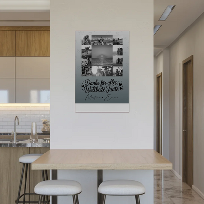 Personalisierte Fotoboard Magnet Wandbild mit 11 Fotos für die beste Nichte Schwarz-Weiß 2