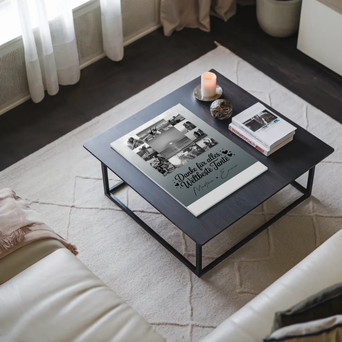 Personalisierte Fotoboard Magnet Wandbild mit 11 Fotos für die beste Nichte Schwarz-Weiß