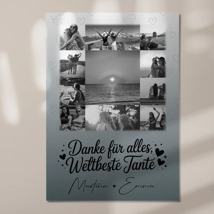 Personalisierte Fotoboard Magnet Wandbild mit 11 Fotos für die beste Nichte Schwarz-Weiß 7