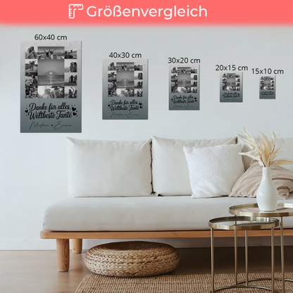 Personalisierte Fotoboard Magnet Wandbild mit 11 Fotos für die beste Nichte Schwarz-Weiß
