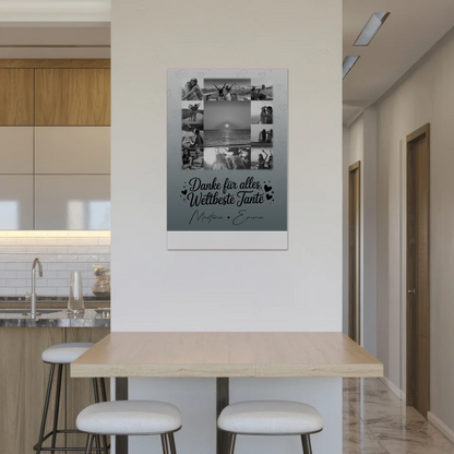 Personalisierte Fotoboard Magnet Wandbild mit 11 Fotos für die beste Nichte Schwarz-Weiß