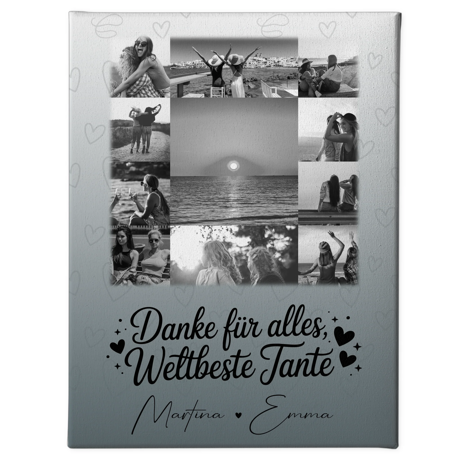 Leinwand Collagen Erstellen mit 11 Fotos Beste Nichte Danke für Alles Schwarz-Weiß 1