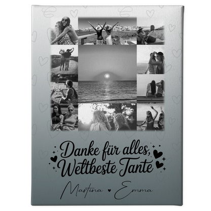 Leinwand Collagen Erstellen mit 11 Fotos Beste Nichte Danke für Alles Schwarz-Weiß 1