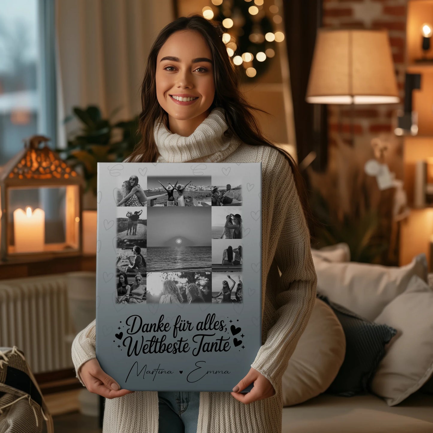 Leinwand Collagen Erstellen mit 11 Fotos Beste Nichte Danke für Alles Schwarz-Weiß 2