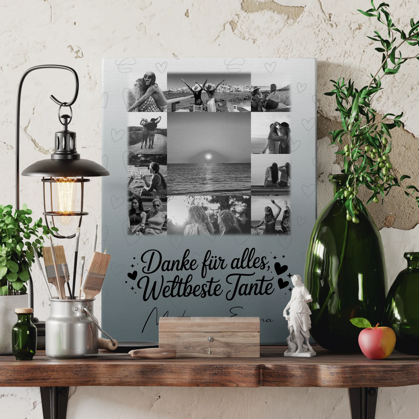 Leinwand Collagen Erstellen mit 11 Fotos Beste Nichte Danke für Alles Schwarz-Weiß 3