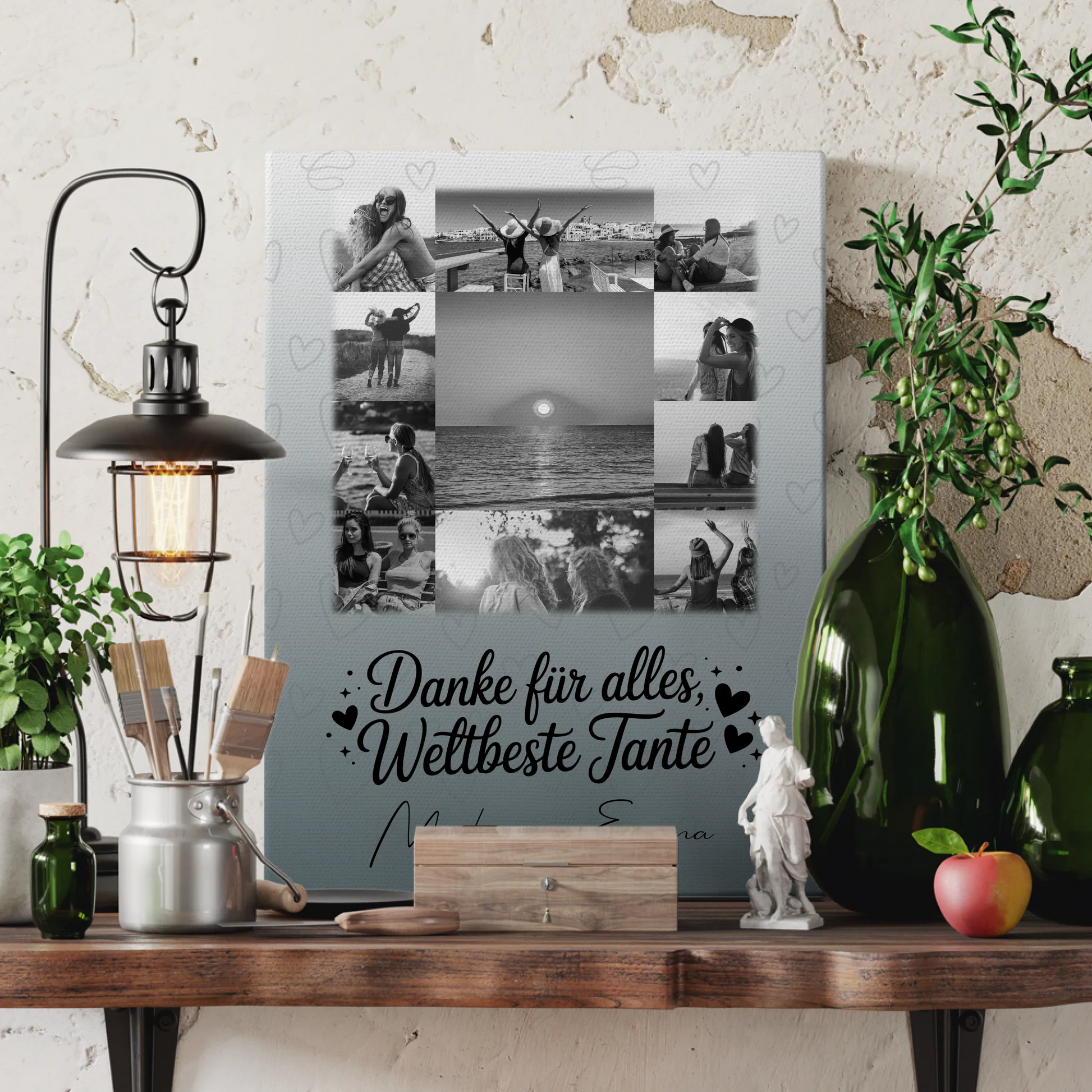 Leinwand Collagen Erstellen mit 11 Fotos Beste Nichte Danke für Alles Schwarz-Weiß 3