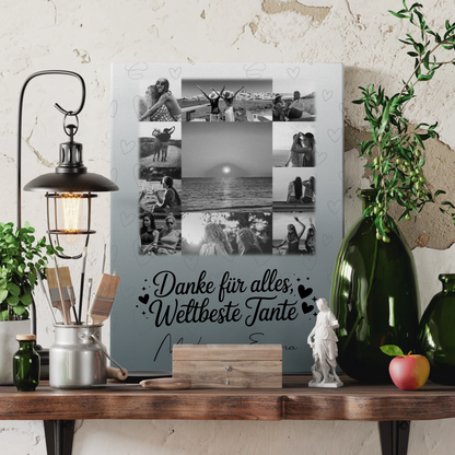 Leinwand Collagen Erstellen mit 11 Fotos Beste Nichte Danke für Alles Schwarz-Weiß 3