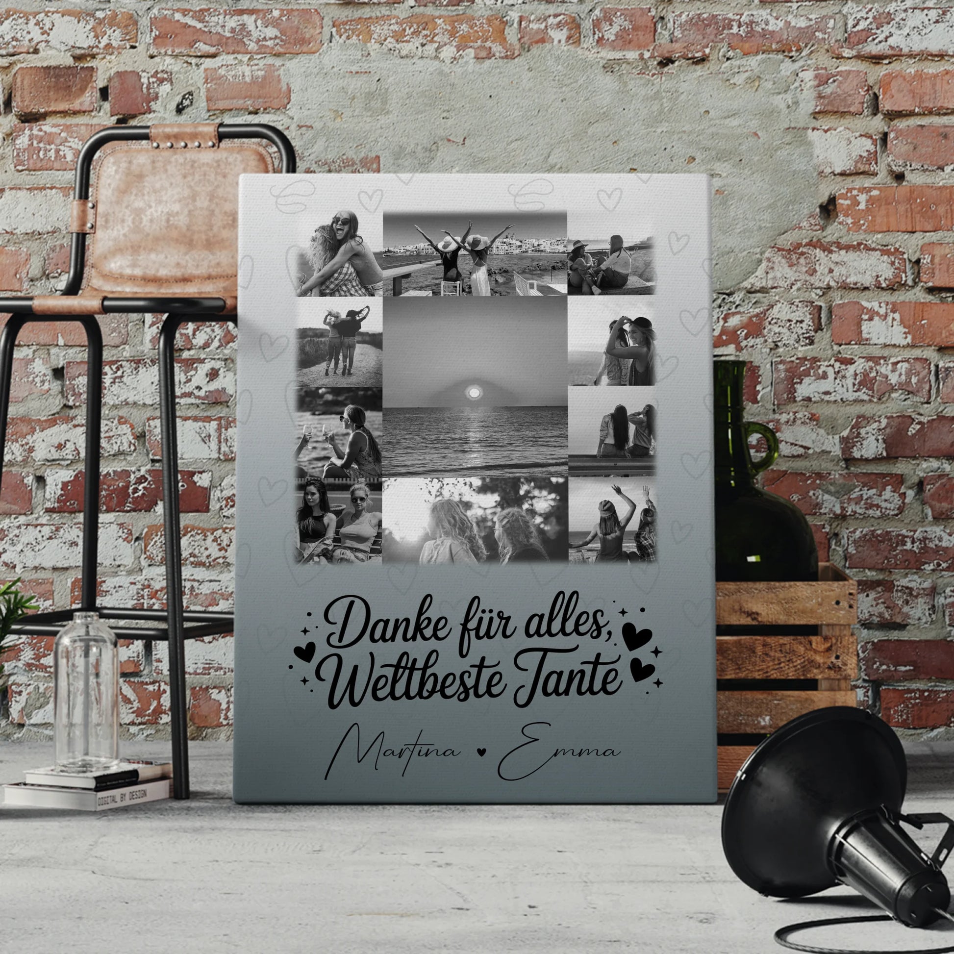 Leinwand Collagen Erstellen mit 11 Fotos Beste Nichte Danke für Alles Schwarz-Weiß 4