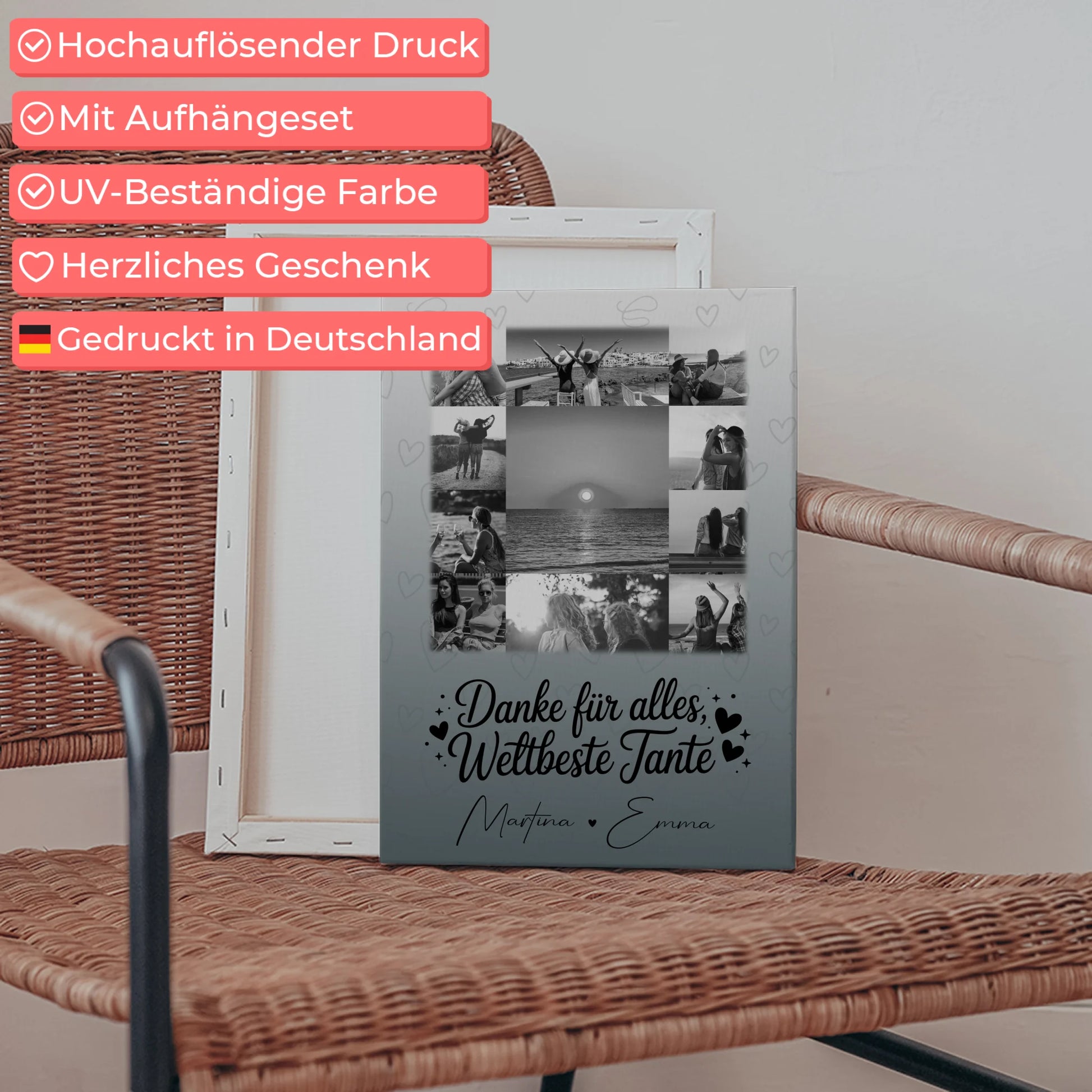 Leinwand Collagen Erstellen mit 11 Fotos Beste Nichte Danke für Alles Schwarz-Weiß 5