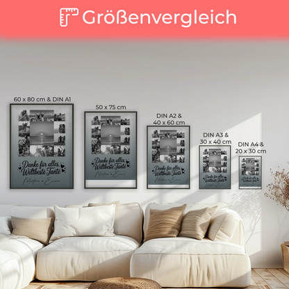 Poster Personalisiert mit 11 Fotos Beste Nichte Danke Für Alles Schwarz-Weiß