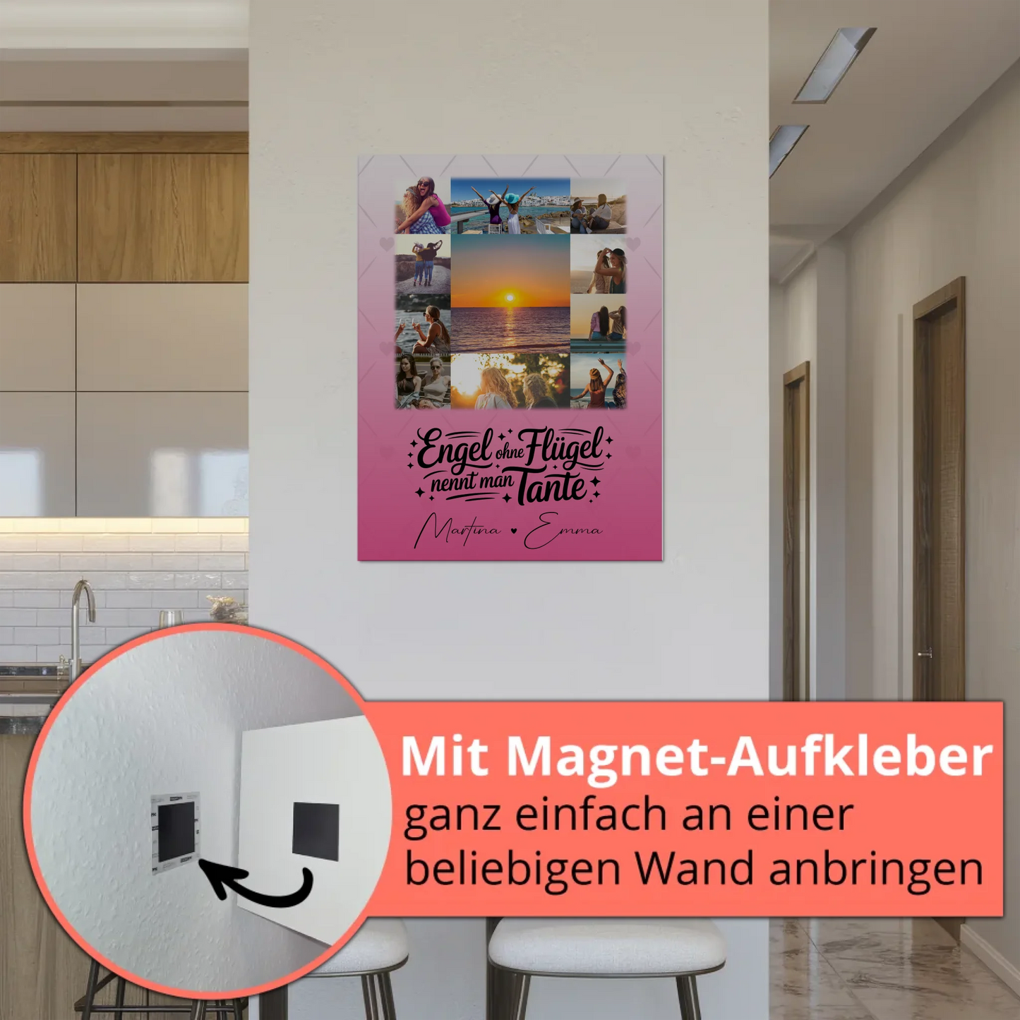 Personalisierbares Magnetposter Fotoboard mit 11 Fotos Bruder ist ein Engel Geschenk