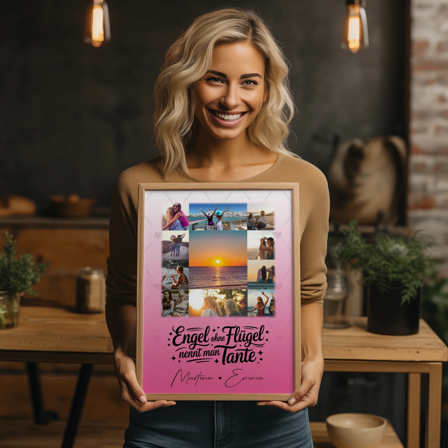 Personalisiertes Poster mit 11 Fotos Bruder ist ein Engel Geschenk für Bruder und Familie