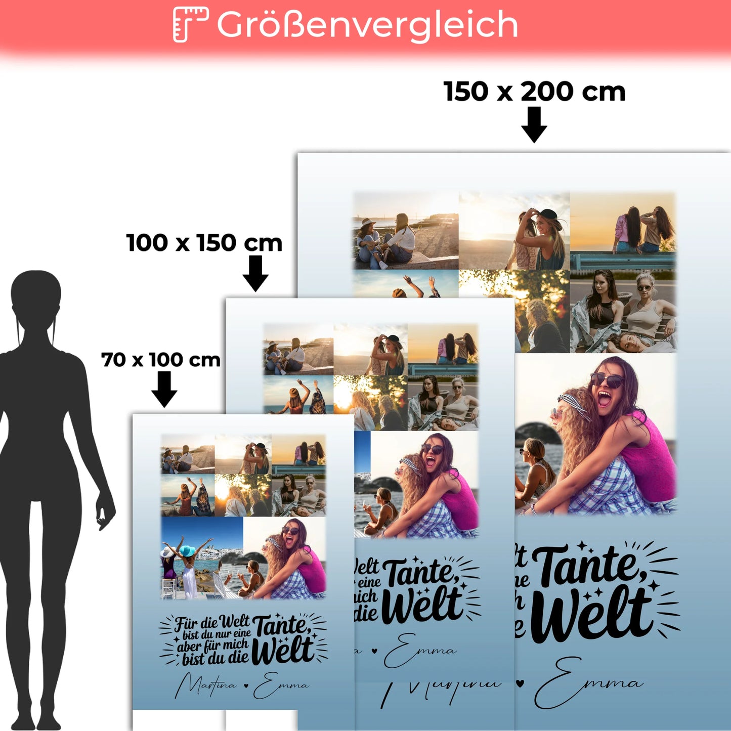 Personalisierte Decke Mit Namen 8 Fotos und 1 Herz Foto Du bist für mich die Welt 5