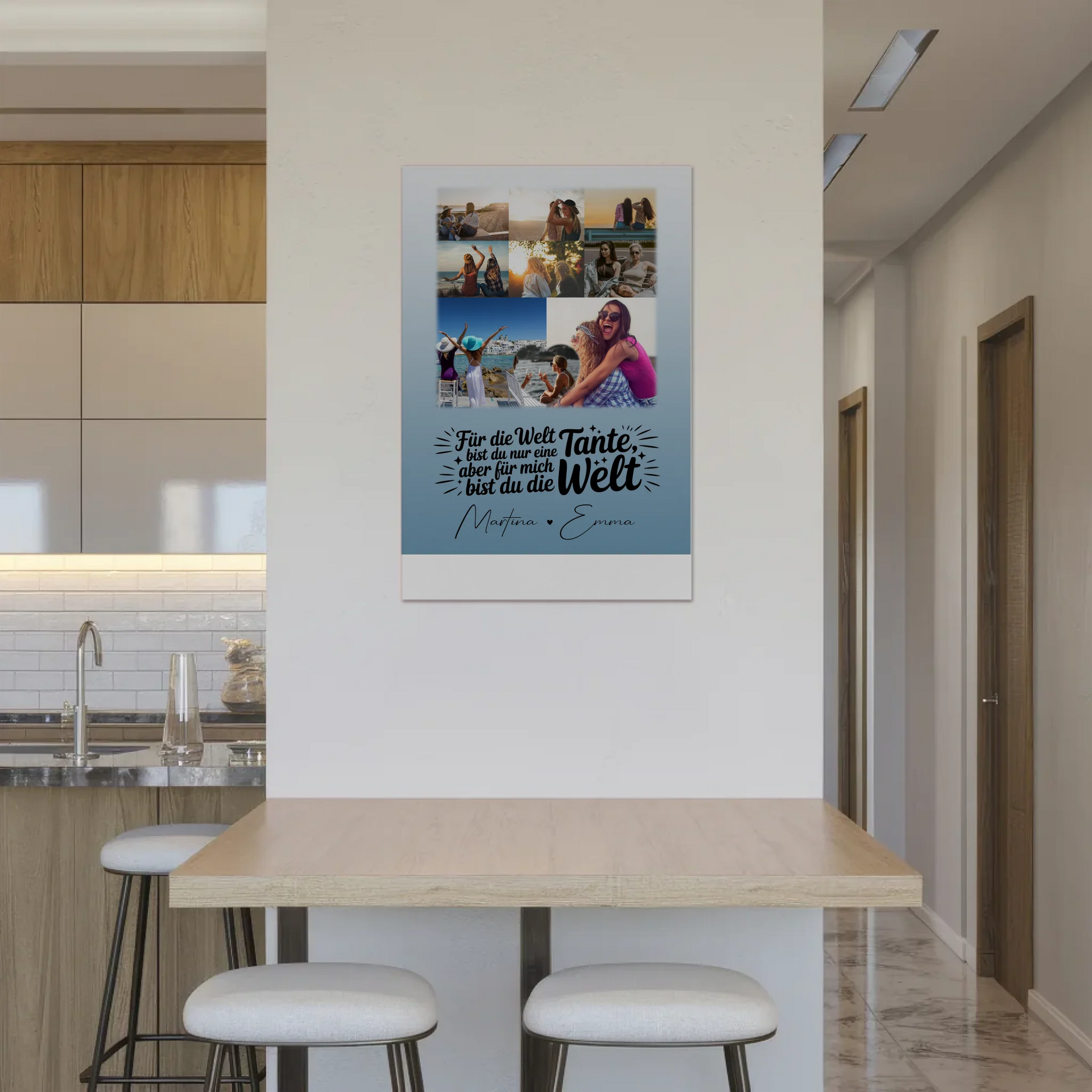 Personalisiertes Fotoboard Poster mit 8 Fotos & Herz – Du bist meine Welt 2