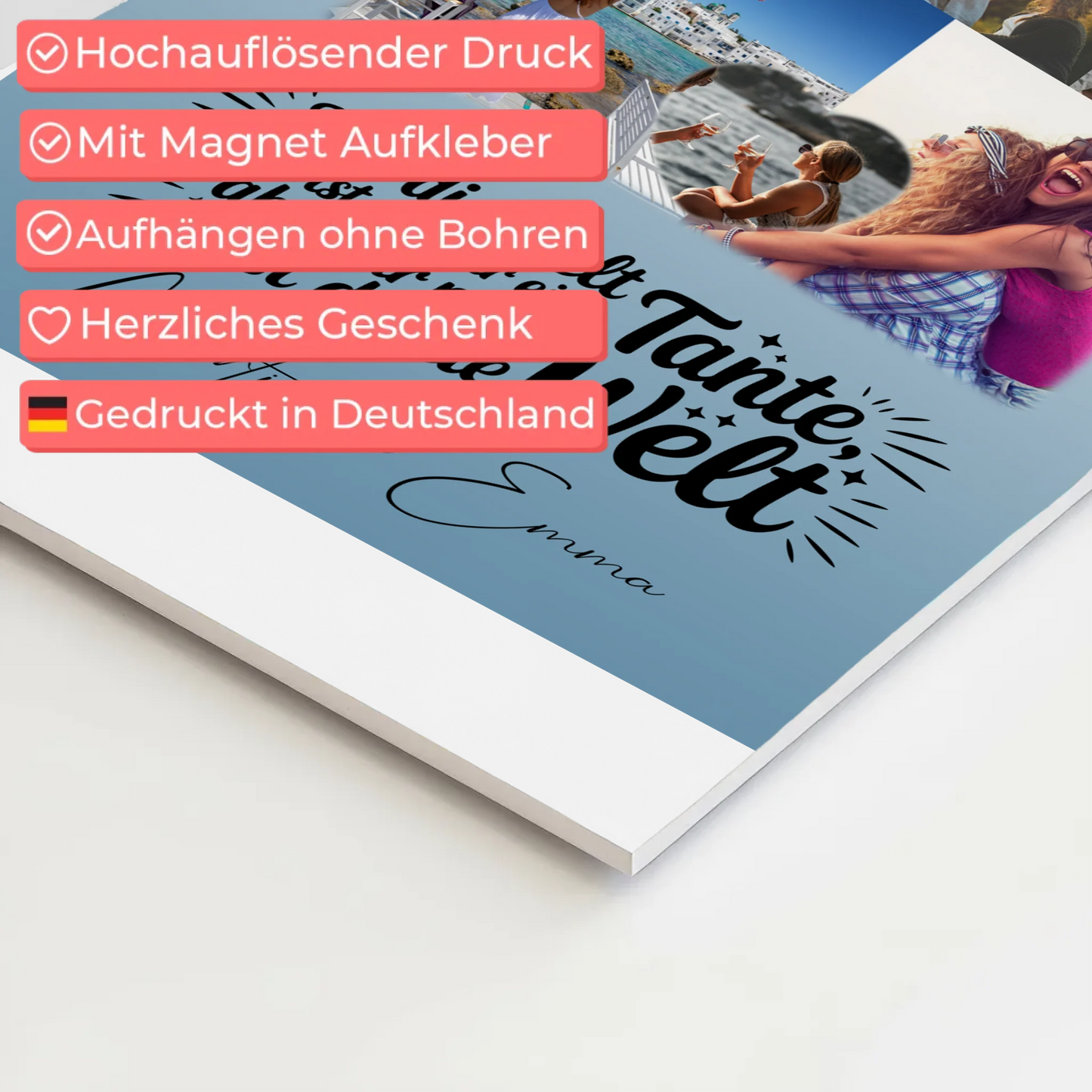 Personalisiertes Fotoboard Poster mit 8 Fotos & Herz – Du bist meine Welt 4