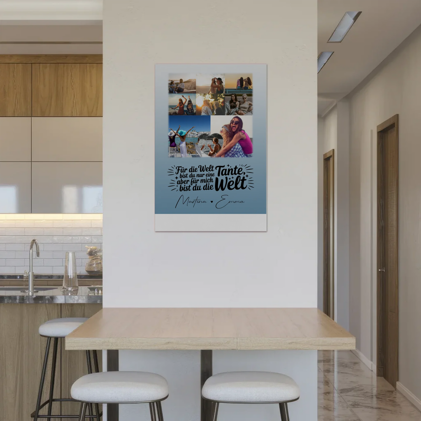 Personalisiertes Fotoboard Poster mit 8 Fotos & Herz - Du bist meine Welt