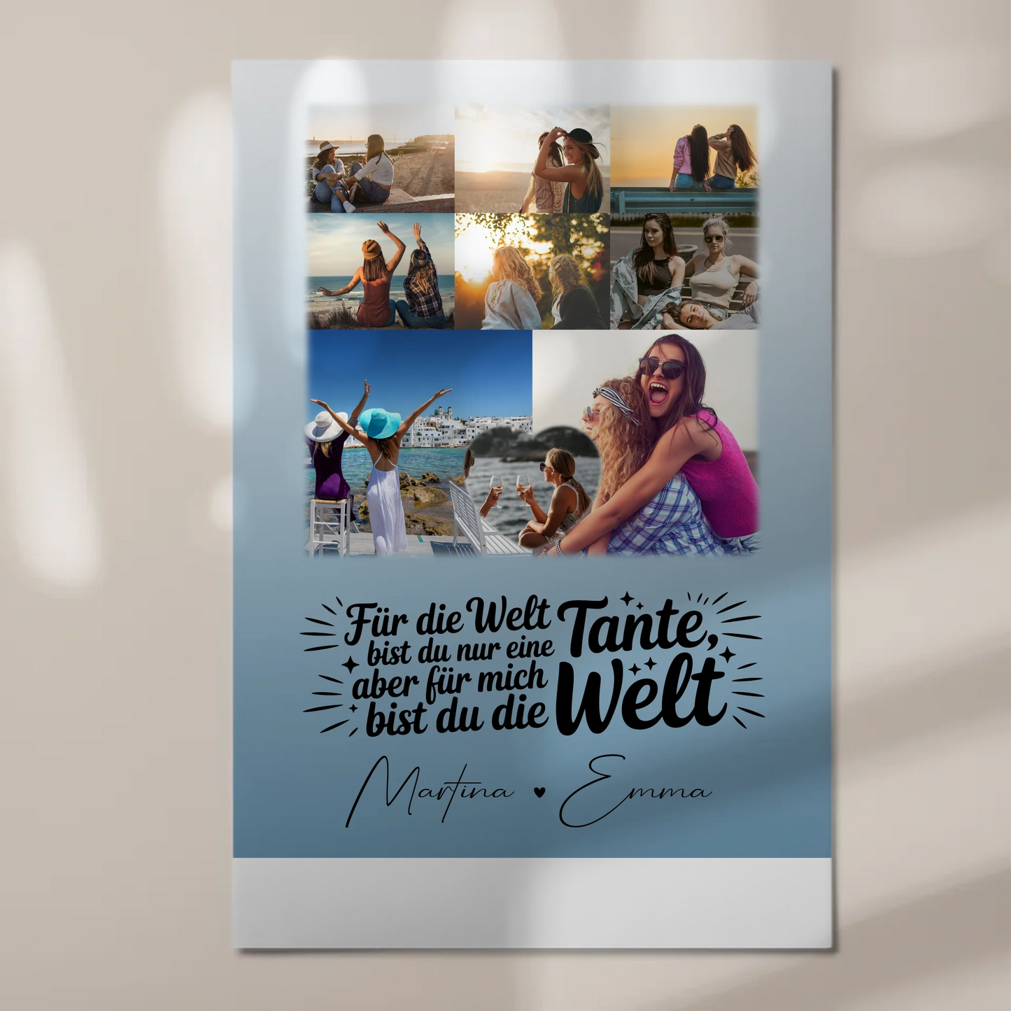 Personalisiertes Fotoboard Poster mit 8 Fotos & Herz – Du bist meine Welt 1