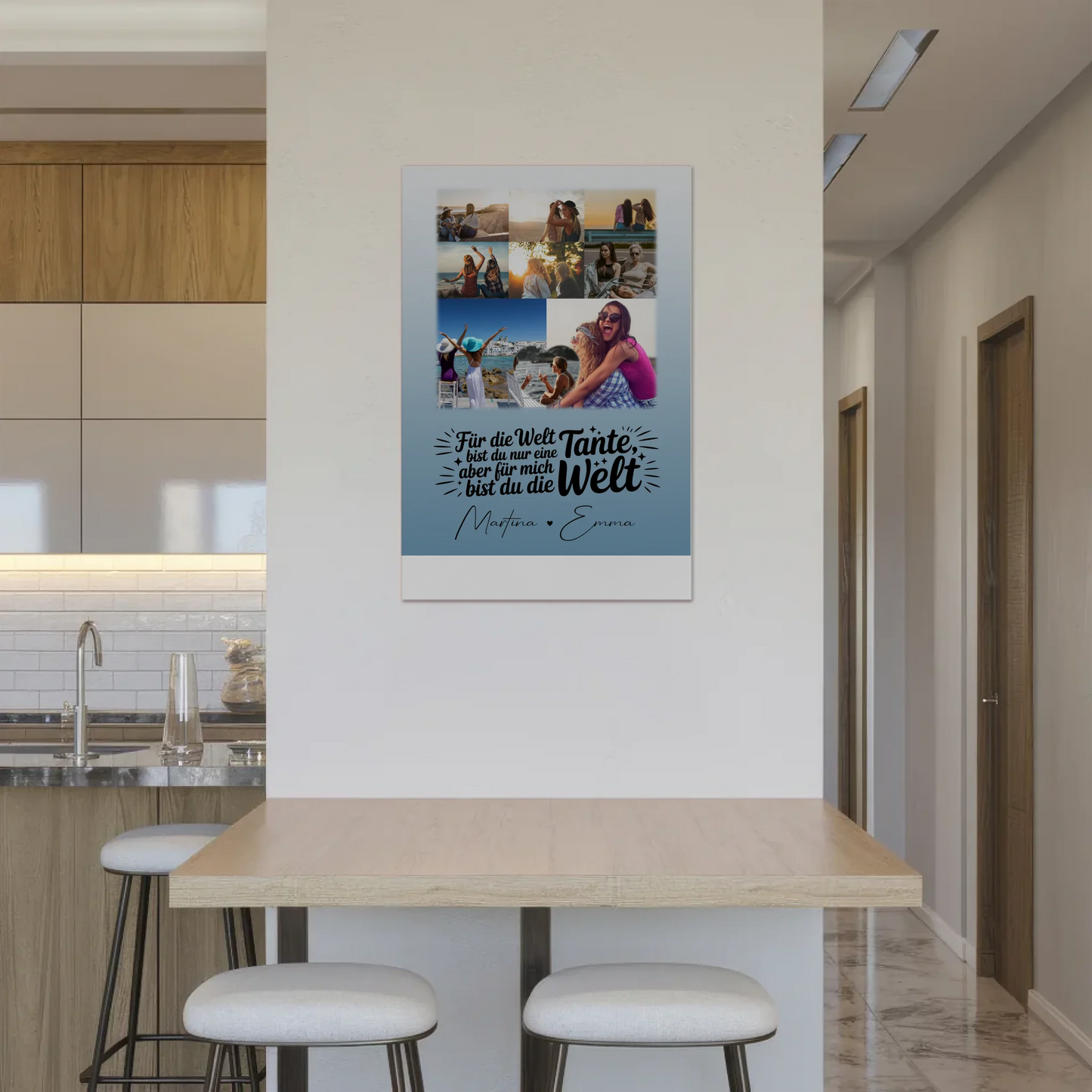 Personalisiertes Fotoboard Poster mit 8 Fotos & Herz - Du bist meine Welt