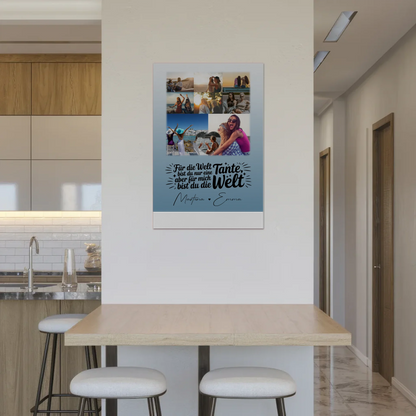 Personalisiertes Fotoboard Poster mit 8 Fotos & Herz - Du bist meine Welt