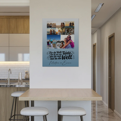 Personalisiertes Fotoboard Poster mit 8 Fotos & Herz - Du bist meine Welt
