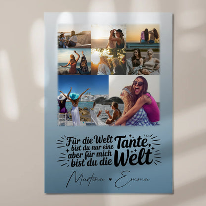 Personalisiertes Fotoboard Poster mit 8 Fotos & Herz - Du bist meine Welt