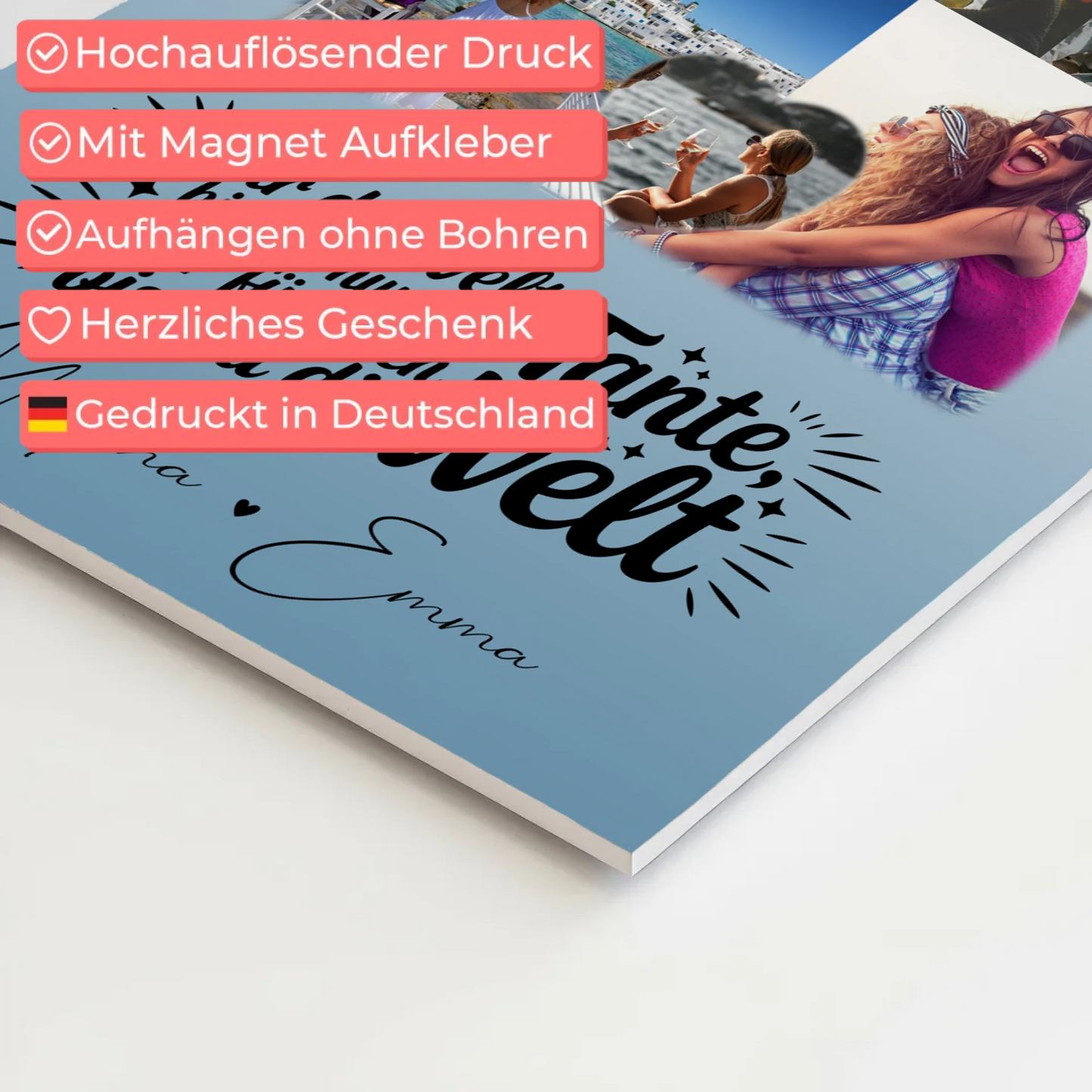 Personalisiertes Fotoboard Poster mit 8 Fotos & Herz – Du bist meine Welt 10