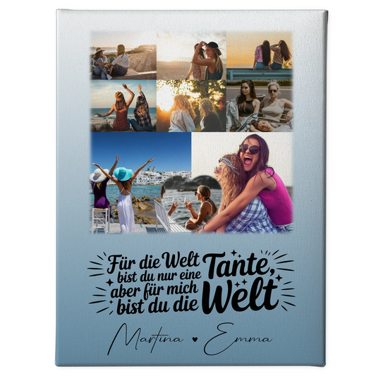 Personalisiertes Wandbild Fotocollage mit 8 Fotos und Herz Motiv Du bist für mich die Welt 1