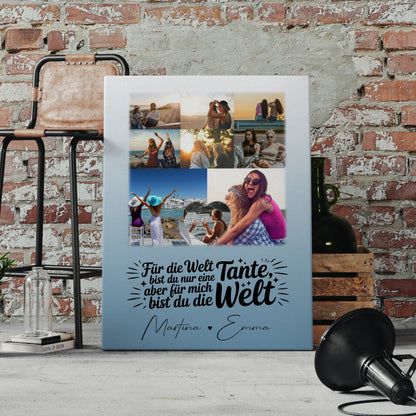 Personalisiertes Wandbild Fotocollage mit 8 Fotos und Herz Motiv Du bist für mich die Welt 4