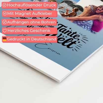 Personalisiertes Fotoboard Poster mit 8 Fotos & Herz - Du bist meine Welt