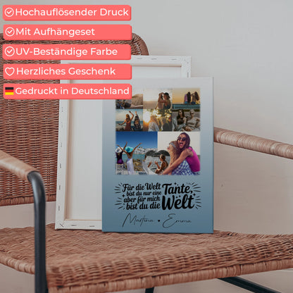 Personalisiertes Wandbild Fotocollage mit 8 Fotos und Herz Motiv Du bist für mich die Welt 5