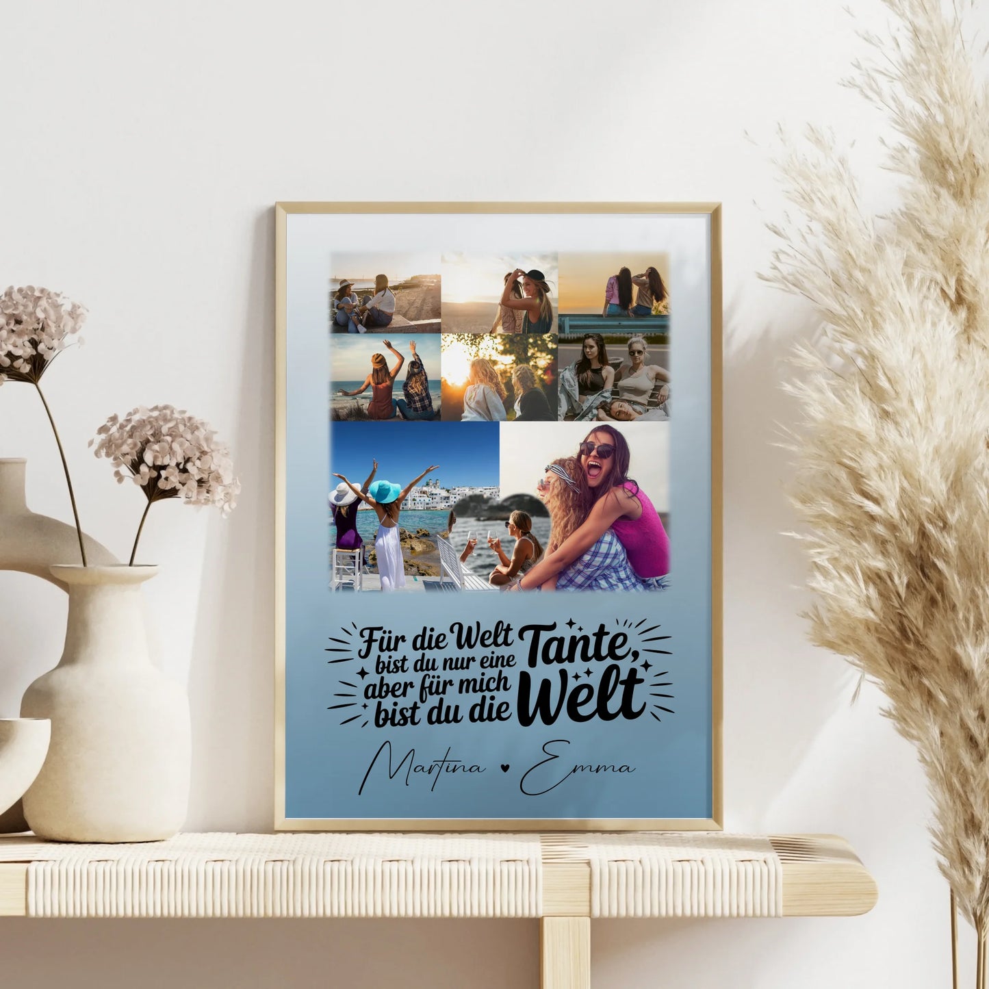 Personalisiertes Foto Collage Poster Erstellen mit 8 Fotos und Herz Motiv Du bist für mich die Welt