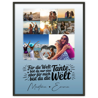 Personalisiertes Foto Collage Poster Erstellen mit 8 Fotos und Herz Motiv Du bist für mich die Welt