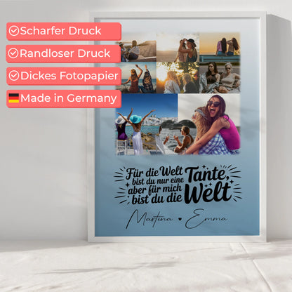 Personalisiertes Foto Collage Poster Erstellen mit 8 Fotos und Herz Motiv Du bist für mich die Welt