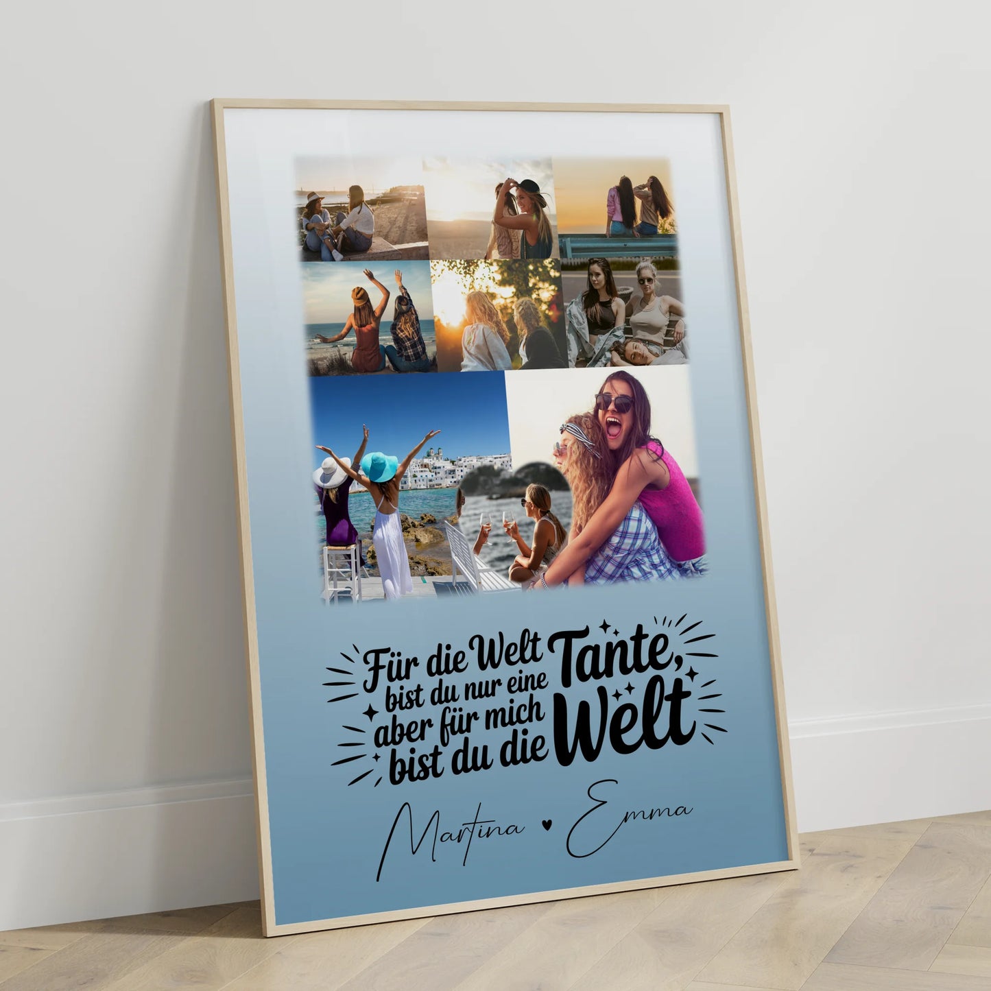 Personalisiertes Foto Collage Poster Erstellen mit 8 Fotos und Herz Motiv Du bist für mich die Welt