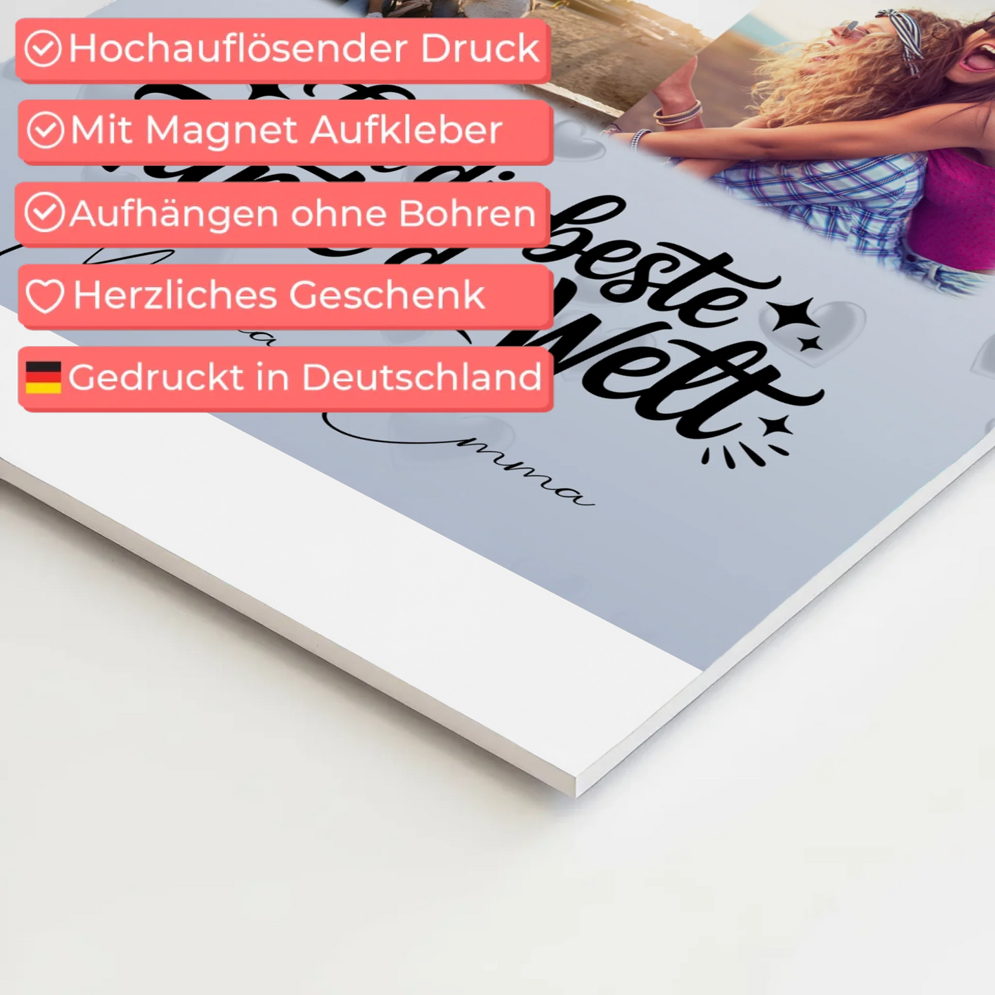 Personalisierte Magnetposter Fotoboard mit 9 Fotos - Das perfekte Geschenk für die beste Tante der Welt