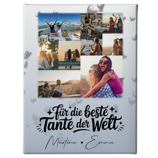 Wandbild Fotocollage 9 Fotos Für die beste Tante der Welt personalisiert 1
