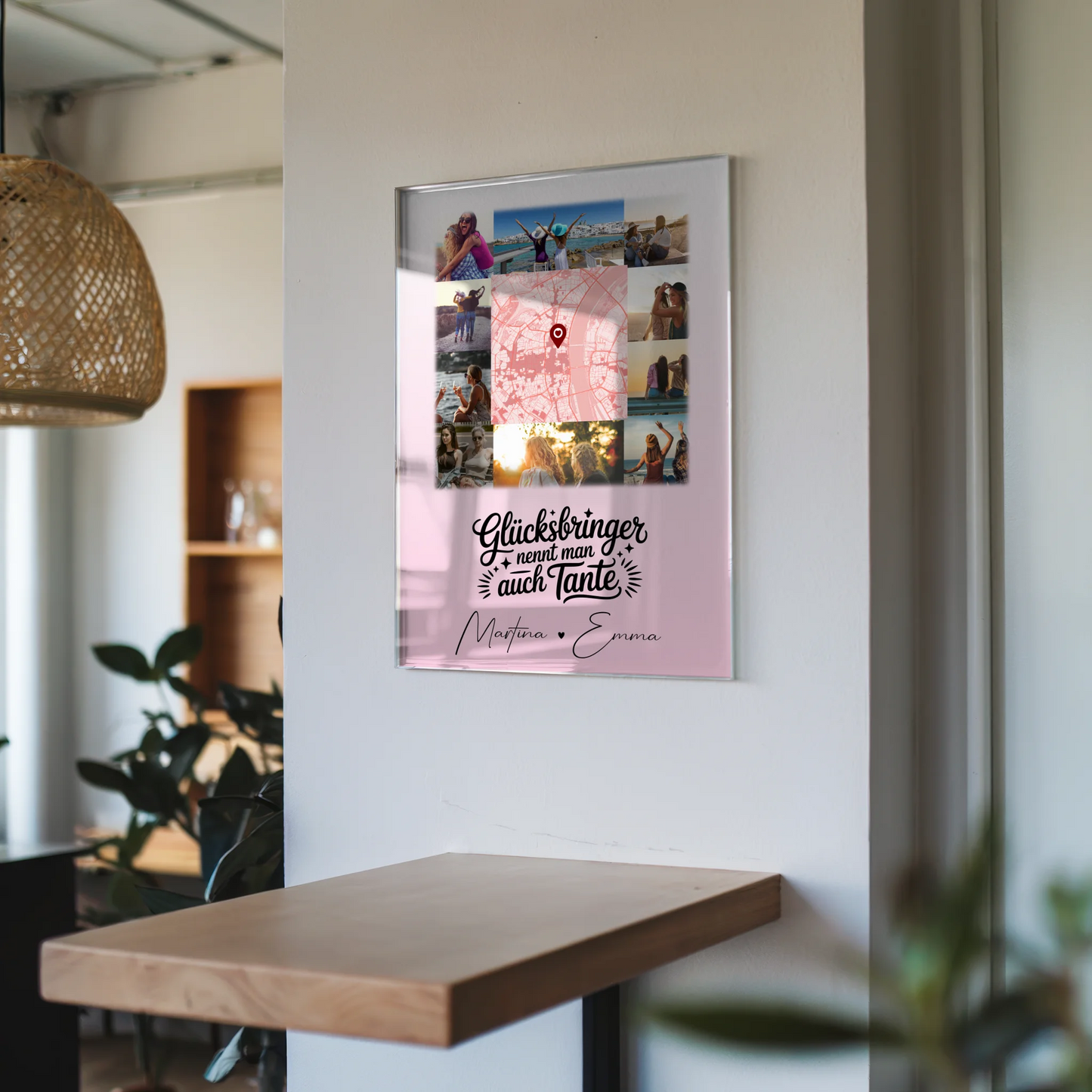 Personalisierte Foto Acrylglas mit 10 Fotos und Glücksbringer Bruder in der Mitte