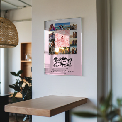 Personalisierte Foto Acrylglas mit 10 Fotos und Glücksbringer Bruder in der Mitte