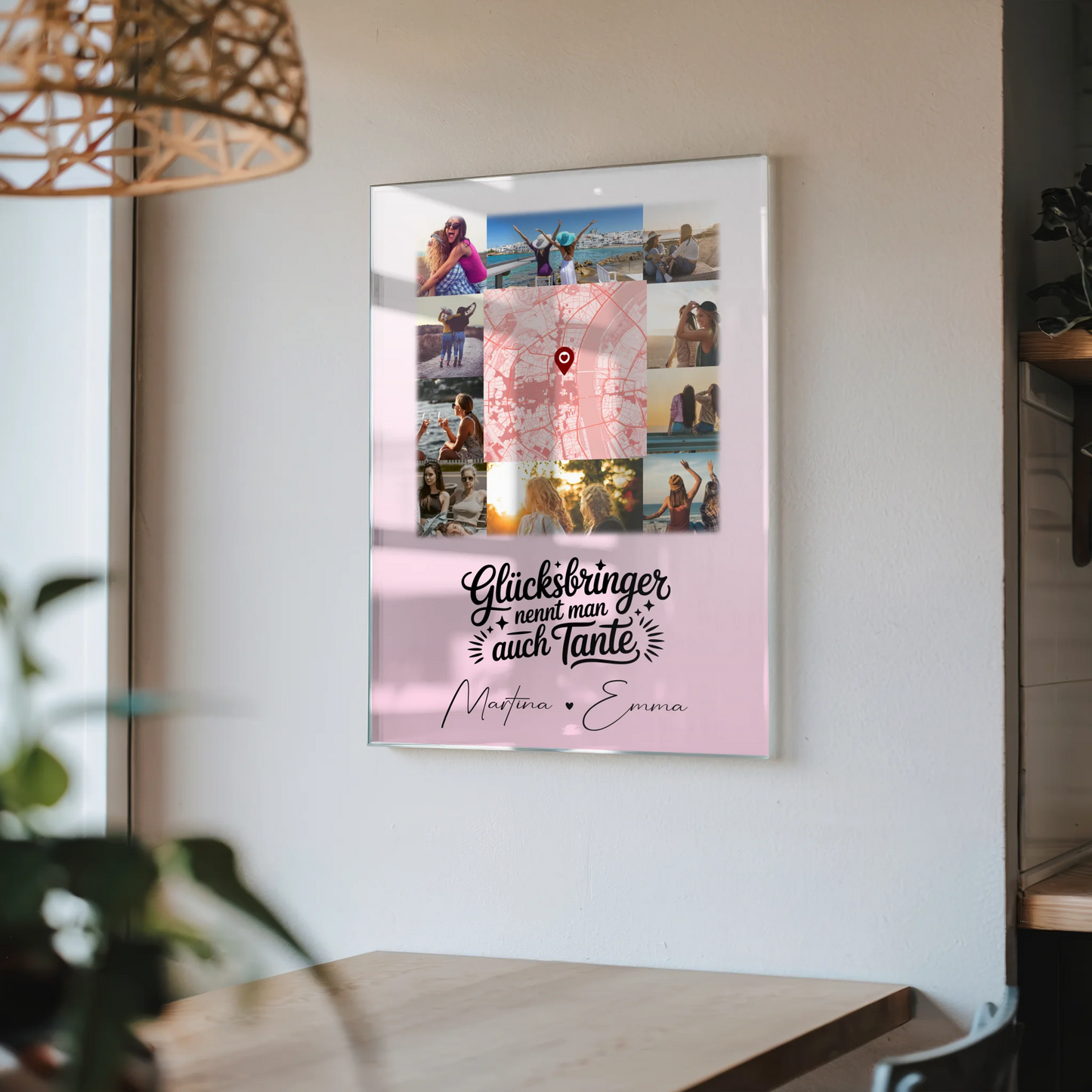 Personalisierte Foto Acrylglas mit 10 Fotos und Glücksbringer Bruder in der Mitte