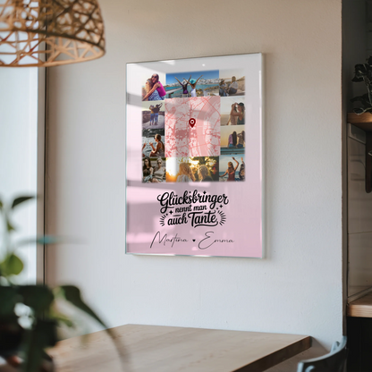 Personalisierte Foto Acrylglas mit 10 Fotos und Glücksbringer Bruder in der Mitte