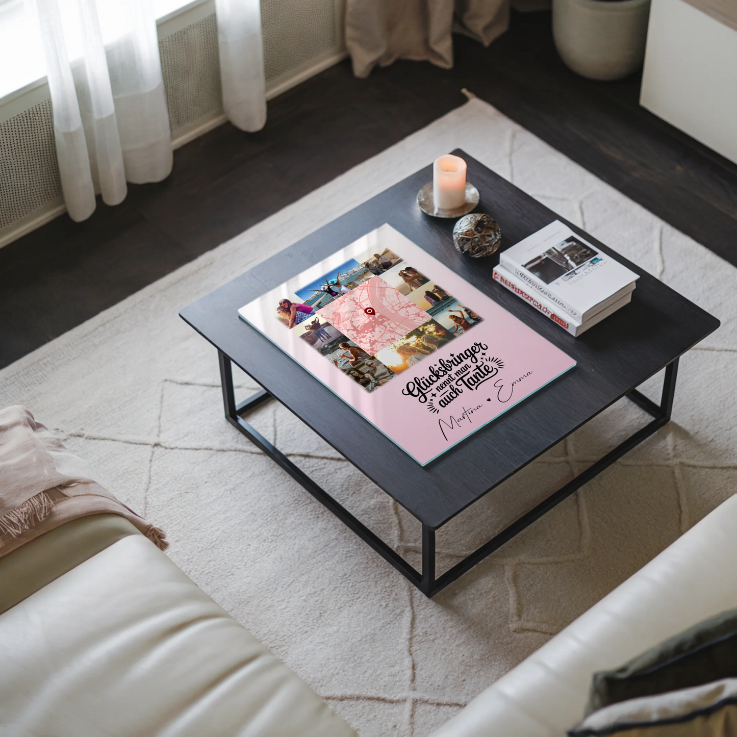 Personalisierte Foto Acrylglas mit 10 Fotos und Glücksbringer Bruder in der Mitte