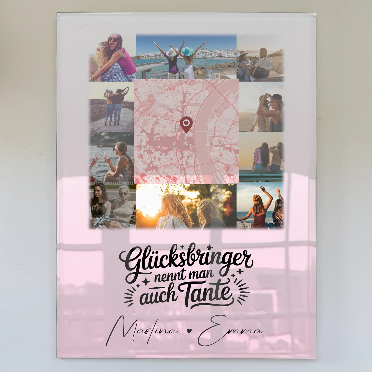 Personalisierte Foto Acrylglas mit 10 Fotos und Glücksbringer Bruder in der Mitte