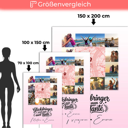 Personalisierte Kuscheldecke Mit Namen Und Motiv mit 10 Fotos und Karte in der Mitte Glücksbringer nennt man auch Bruder 5