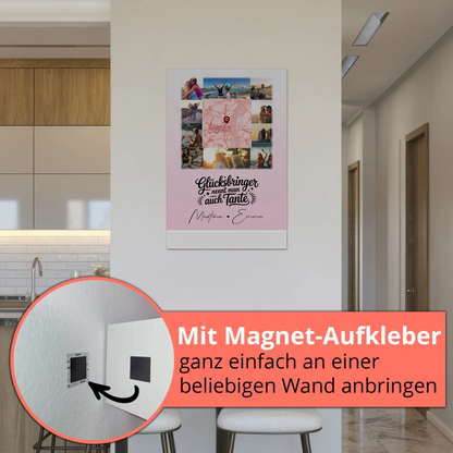 Personalisierte Fotoboard Magnet Wandbild mit 10 Fotos und Karte in der Mitte Glücksbringer Bruder 5