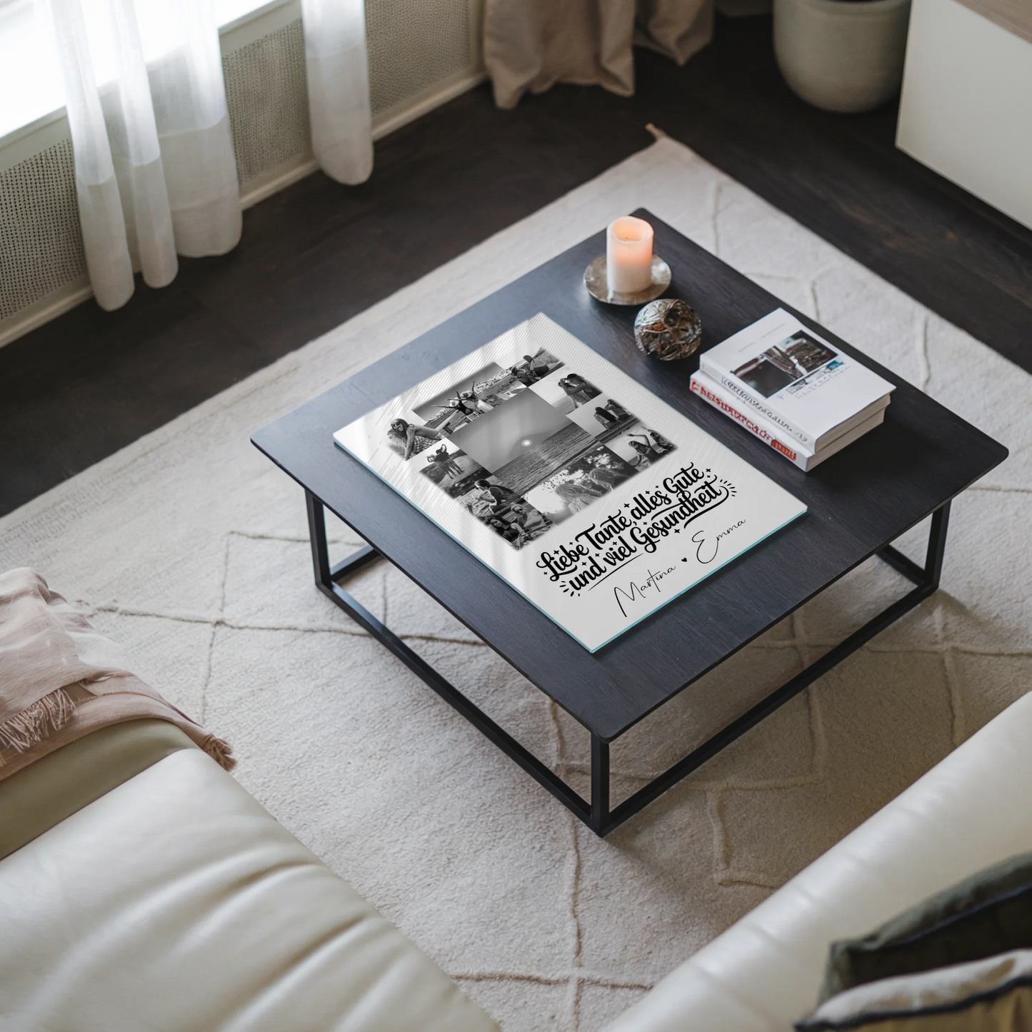 Personalisierte Foto Mit Acrylglas 11 Fotos Tante Alles Liebe und Gesundheit Schwarz-Weiß